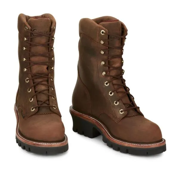 NWB Chippewa Super Dna 9&quot; Waterproof Steel Toe Logger Bay Apache Boots Sz 12E