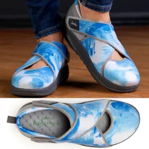 NWB Jambu Millie Wide Rocker Sneaker Shoe Blue &amp; White Tie Dye - Size: 12 &amp; 6.5