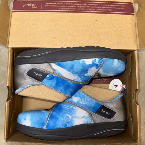NWB Jambu Millie Wide Rocker Sneaker Shoe Blue &amp; White Tie Dye - Size: 12 &amp; 6.5