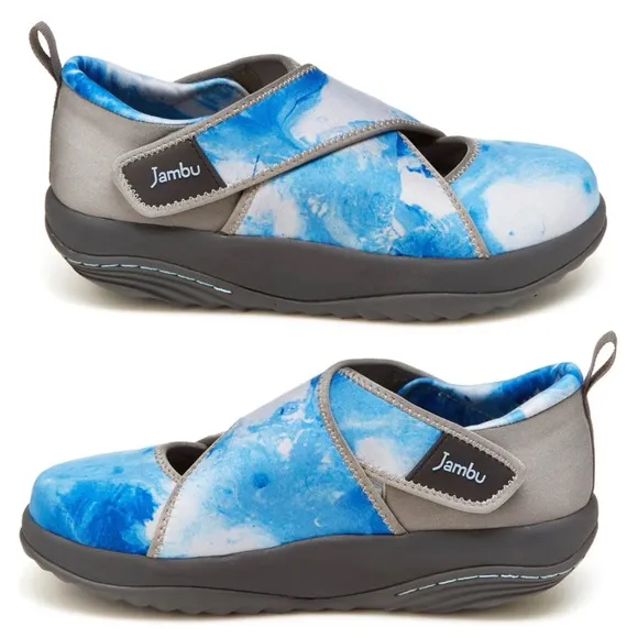 NWB Jambu Millie Wide Rocker Sneaker Shoe Blue &amp; White Tie Dye - Size: 12 &amp; 6.5