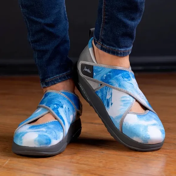 NWB Jambu Millie Wide Rocker Sneaker Shoe Blue &amp; White Tie Dye - Size: 12 &amp; 6.5