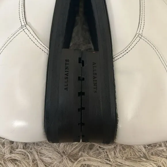 NWOB All Saints Brigade White Leather Buckle Lace Up Combat Boots sz 41/10-10.5