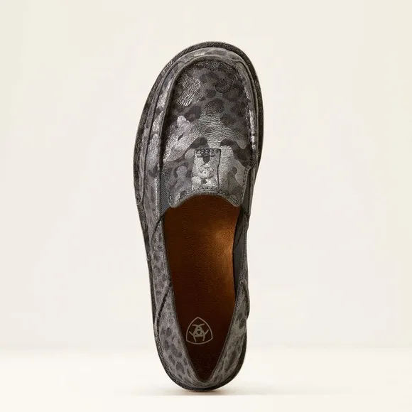 NWOT Ariat Cruiser Shoes Women’s Dark Shadow Gray Leather Slip On Boat metallic