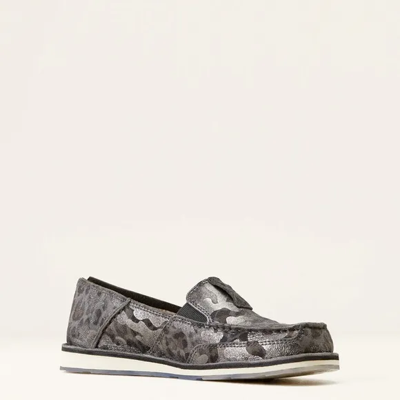 NWOT Ariat Cruiser Shoes Women’s Dark Shadow Gray Leather Slip On Boat metallic