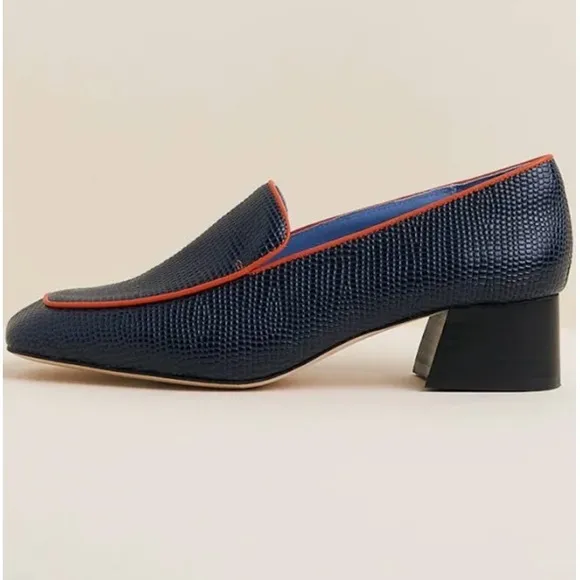 NWOT Charlotte Stone Blue and Orange Slip-On Loafers