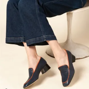 NWOT Charlotte Stone Blue and Orange Slip-On Loafers