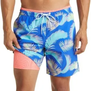NWOT Chubbies Men's Sz M The Retro Palms 5.5&quot; Lined Classic Swim Trunk Blue