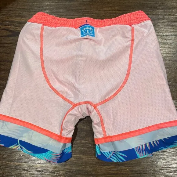 NWOT Chubbies Men's Sz M The Retro Palms 5.5&quot; Lined Classic Swim Trunk Blue