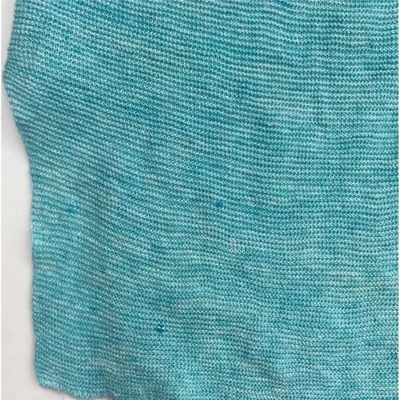 NWOT Eileen Fisher Melange Linen Bateau-Neck Poncho TopPale Turquoise Sz Medium