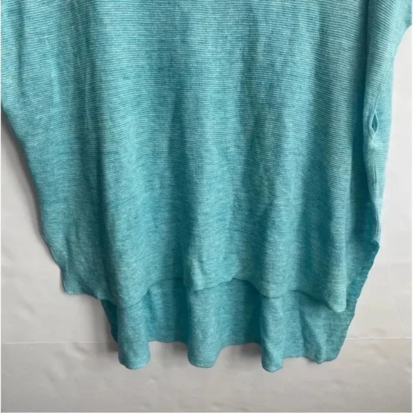 NWOT Eileen Fisher Melange Linen Bateau-Neck Poncho TopPale Turquoise Sz Medium