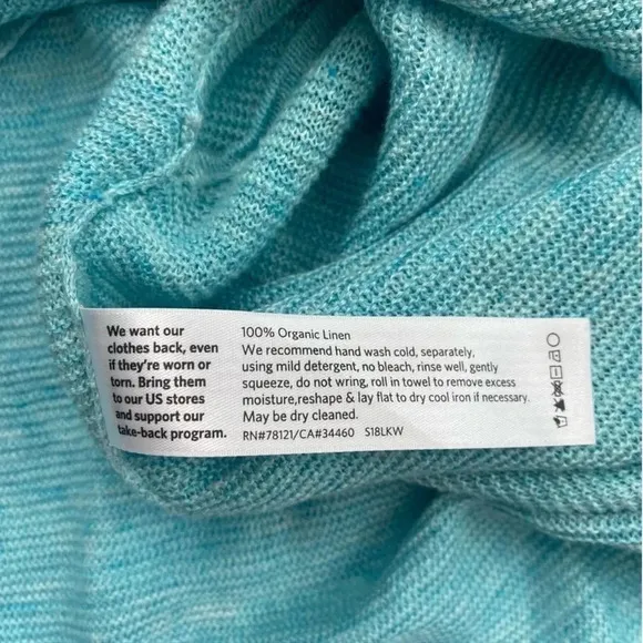 NWOT Eileen Fisher Melange Linen Bateau-Neck Poncho TopPale Turquoise Sz Medium