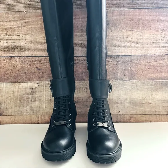 NWOT G by Guess Black Knee-High Combat Boots