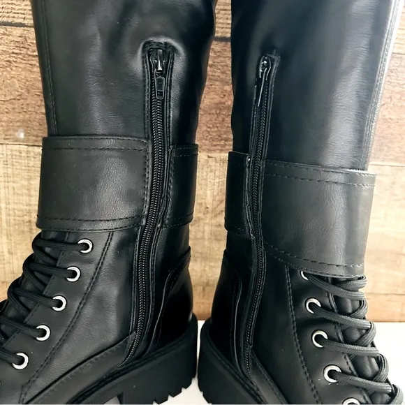 NWOT G by Guess Black Knee-High Combat Boots