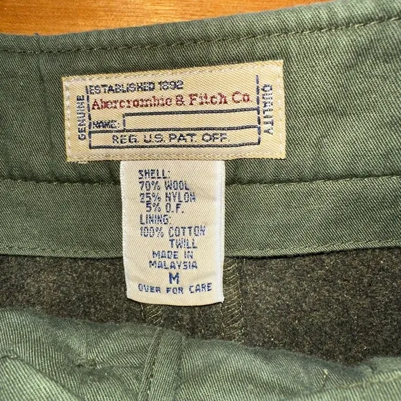 💚NWOT green Vintage Abercrombie &amp; Fitch wool blend mini, size Medium
