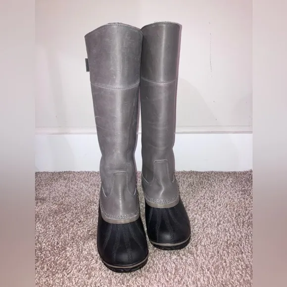 NWOT Sorel SlimPack Gray Leather Knee-High Boots 8.5