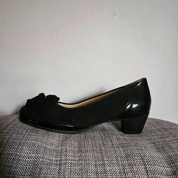 NWOT Waldläufer Black Suede/Leather Heeled Slip On Shoes, EU 5.5