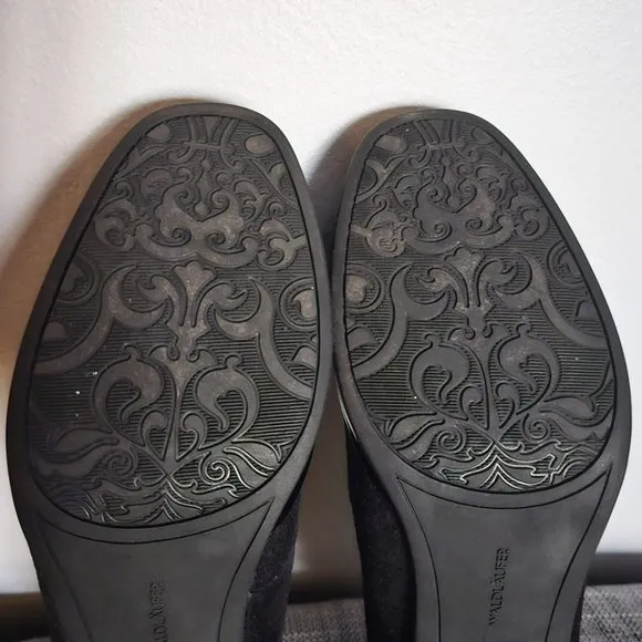 NWOT Waldläufer Black Suede/Leather Heeled Slip On Shoes, EU 5.5