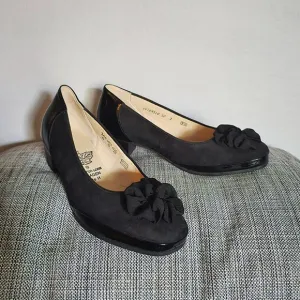 NWOT Waldläufer Black Suede/Leather Heeled Slip On Shoes, EU 5.5