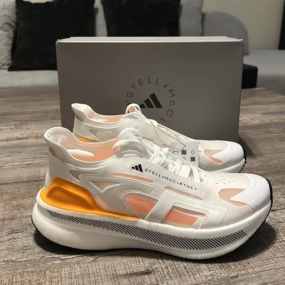 NWT Adidas by Stella McCartney Ultraboost 5 Shoes - White/Orange - IE8770