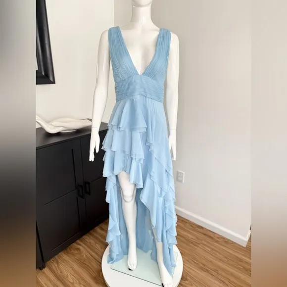 🚨NWT Alice   Olivia Holly Asymmetric Ruffle Midi Dress Size 6 $695