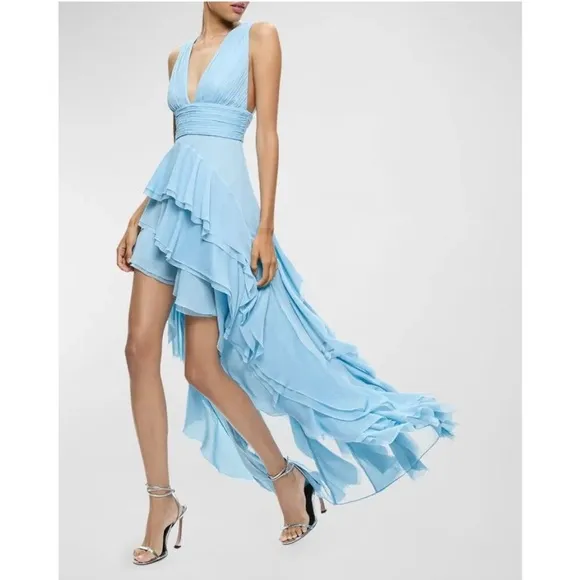 🚨NWT Alice   Olivia Holly Asymmetric Ruffle Midi Dress Size 6 $695