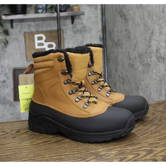 NWT All In Motion Mens Blaise Winter Boots 91112082 Chestnut Brown 8