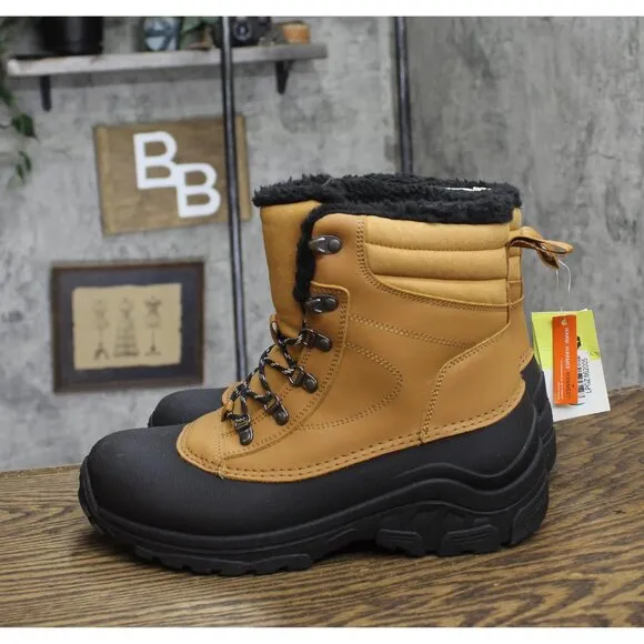NWT All In Motion Mens Blaise Winter Boots 91112082 Chestnut Brown 8