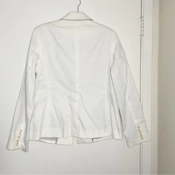 NWT Anthropologie Womens white blazer 12 cotton 1 button pockets chic