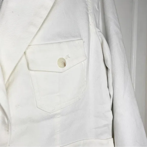 NWT Anthropologie Womens white blazer 12 cotton 1 button pockets chic
