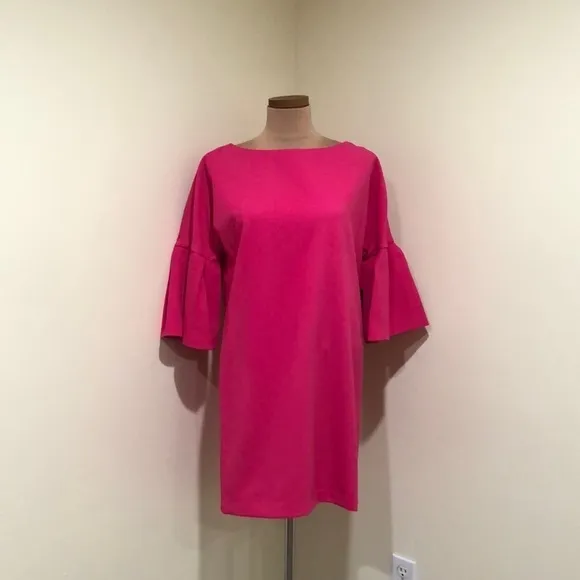 NWT Badgley Mischka Dress Size 0 Magenta Pink Bell Sleeve Mini
