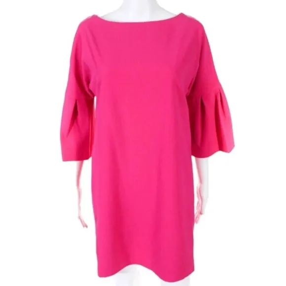 NWT Badgley Mischka Dress Size 0 Magenta Pink Bell Sleeve Mini