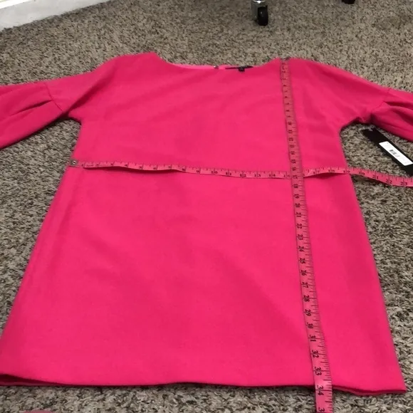 NWT Badgley Mischka Dress Size 0 Magenta Pink Bell Sleeve Mini