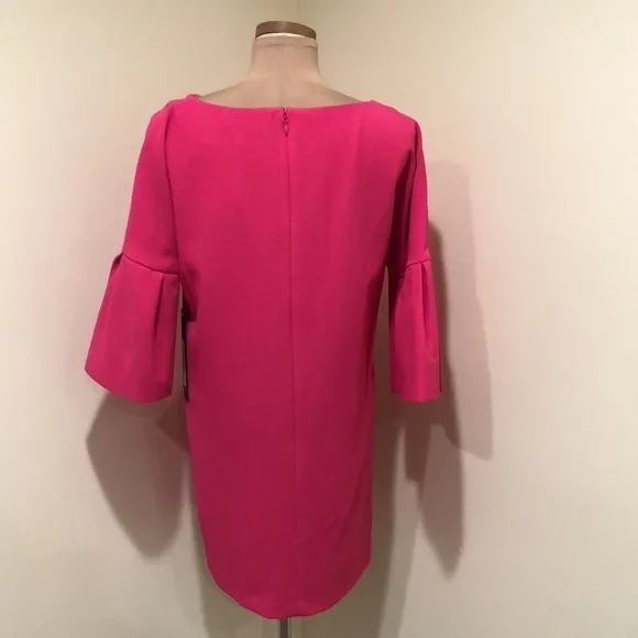 NWT Badgley Mischka Dress Size 0 Magenta Pink Bell Sleeve Mini