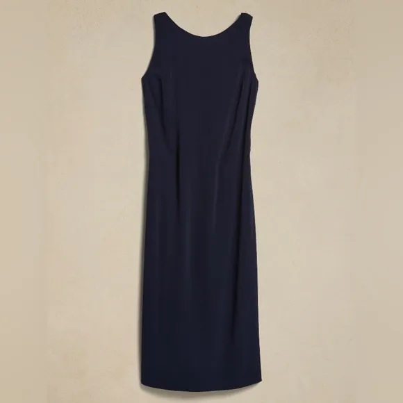 NWT! BANANA REPUBLIC HYPER NAVY ADA COWL-BACK SATIN MIDI DRESS 🦋