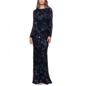 NWT Betsy &amp; Adam Floral Sequined Gown