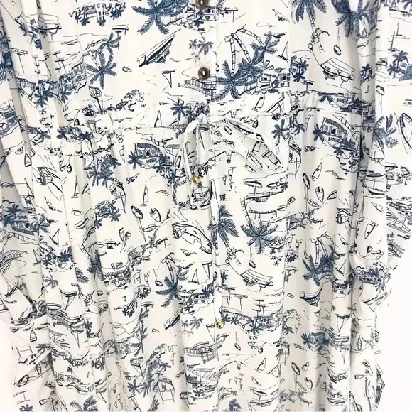 NWT Boamar Blue White Zain Village Blue Maxi Dress, Size Extra Small/Small