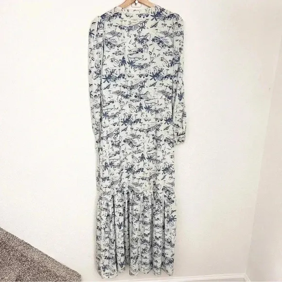 NWT Boamar Blue White Zain Village Blue Maxi Dress, Size Extra Small/Small