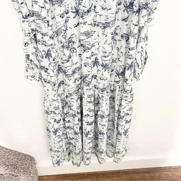 NWT Boamar Blue White Zain Village Blue Maxi Dress, Size Extra Small/Small