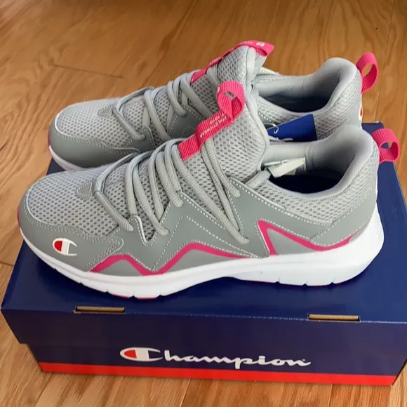 NWT-Champion® Ripple A Kids' Sneakers-Style:RIPPLE A-Color:Grey/Fuchsia.