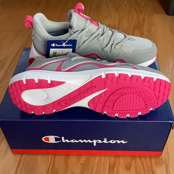 NWT-Champion® Ripple A Kids' Sneakers-Style:RIPPLE A-Color:Grey/Fuchsia.
