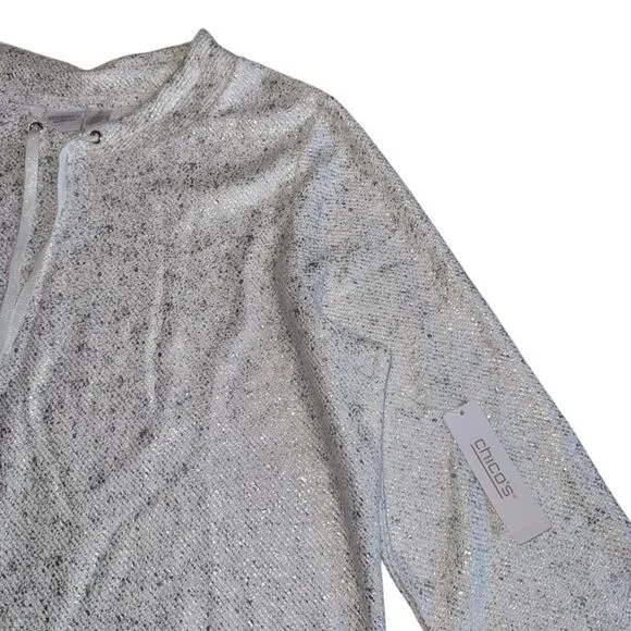 NWT Chico's Womens Shine Bright Pullover Top in Antique White Size 3 (XL)