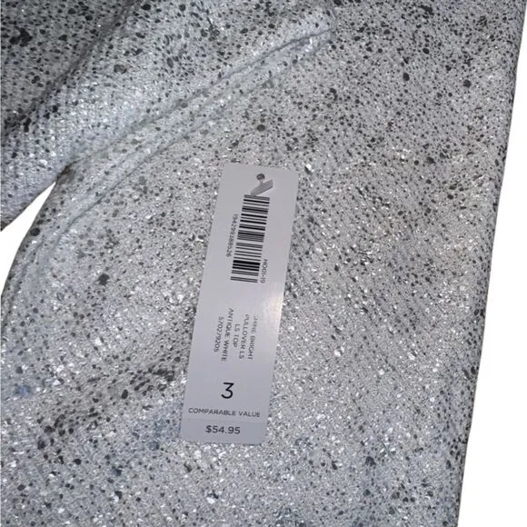 NWT Chico's Womens Shine Bright Pullover Top in Antique White Size 3 (XL)