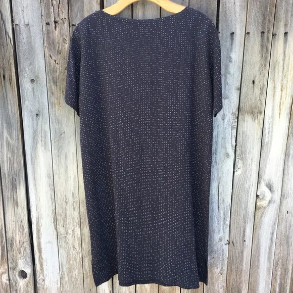 NWT Eileen Fisher Morse Code Shift Dress Tencel Lyocell Viscose Graphite Gray XS