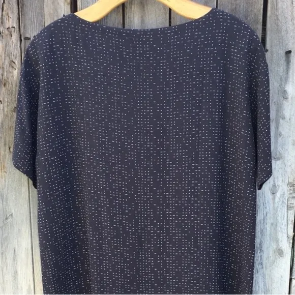 NWT Eileen Fisher Morse Code Shift Dress Tencel Lyocell Viscose Graphite Gray XS