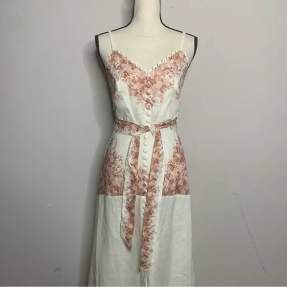 NWT Elie Tahari Twinset Floral Print Midi Linen Dress