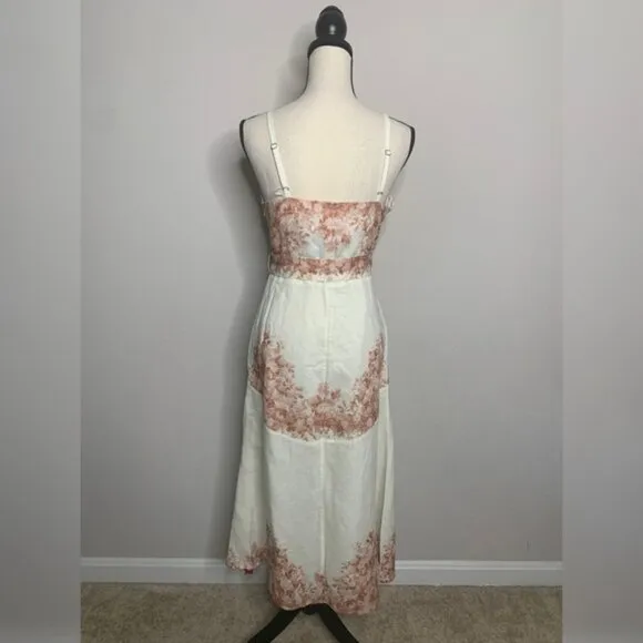 NWT Elie Tahari Twinset Floral Print Midi Linen Dress
