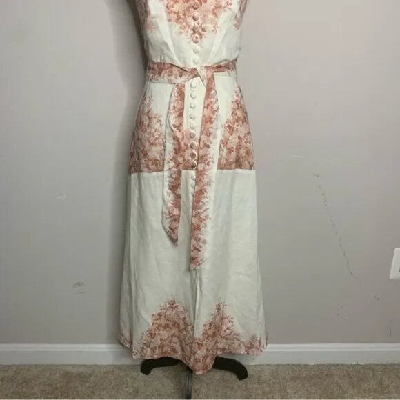 NWT Elie Tahari Twinset Floral Print Midi Linen Dress