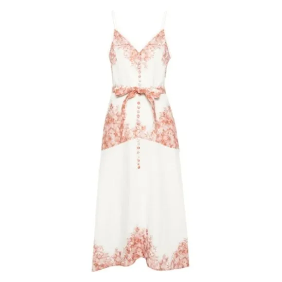 NWT Elie Tahari Twinset Floral Print Midi Linen Dress