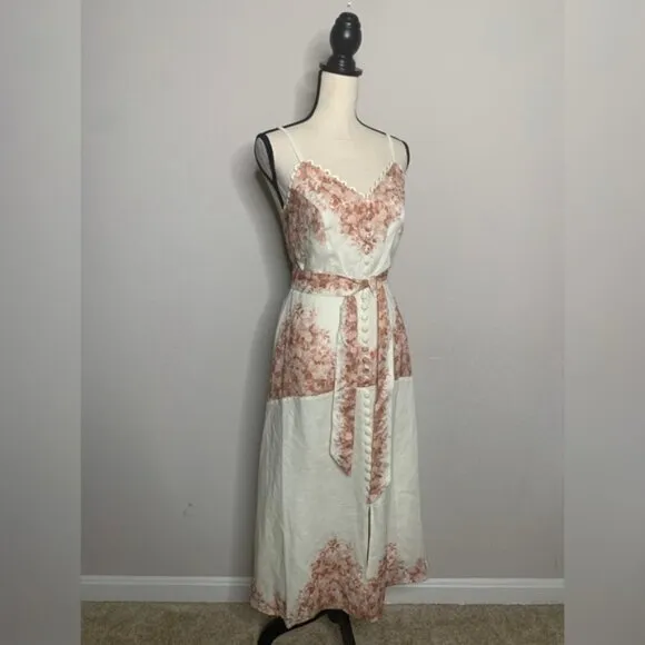 NWT Elie Tahari Twinset Floral Print Midi Linen Dress