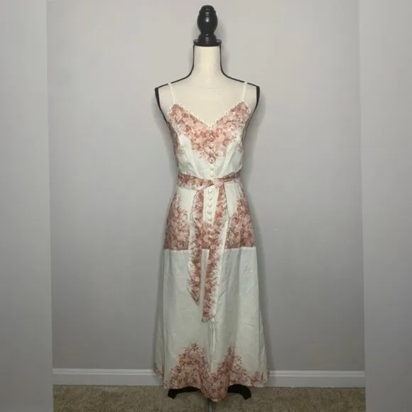 NWT Elie Tahari Twinset Floral Print Midi Linen Dress